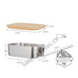  Cà mèn inox 304 nắp gỗ tre đa năng, hộp đựng cơm, thức ăn dã ngoại cắm trại 