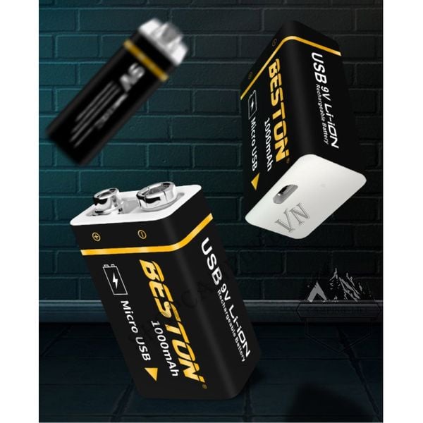  Pin bộ sạc 9v Chính Hãng Beston cao cấp dung lượng cao 1000mAh sạc trực tiếp bằng cáp micro USB 