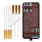  Bộ xiên nướng inox 304 7 món cao cấp, set 7 xiên nướng tay cầm gỗ, que xiên nướng thịt, rau củ 