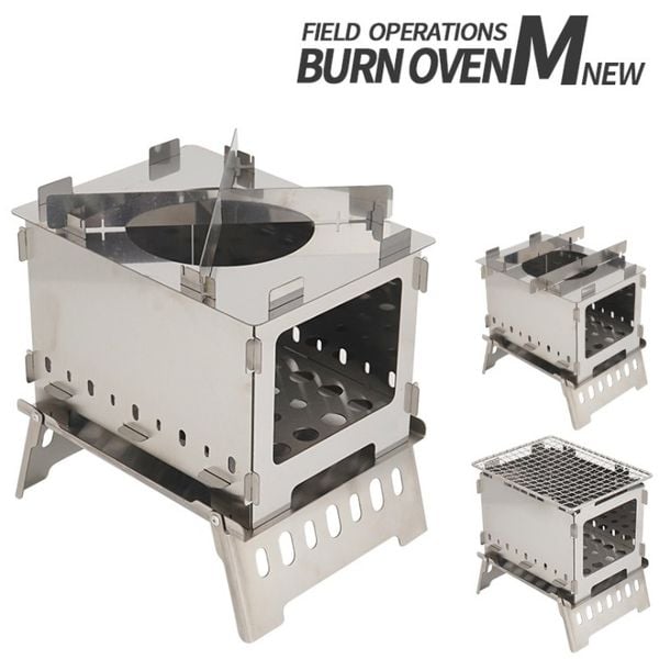  Bếp củi lắp ghép mini, bếp đốt củi cắm trại dã ngoại inox 430 