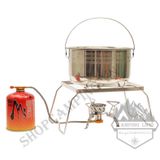  Kiềng bếp gấp gọn inox 304 dày nấu nướng, khung bếp chắn gió điều chỉnh độ cao dã ngoại cắm trại 