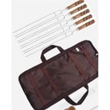  Bộ Xiên nướng cắm trại 5 xiên thịt chữ U inox cán gỗ BBQ cắm trại dã ngoại 
