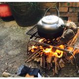  Kiềng bếp gấp gọn inox 304 dày nấu nướng, khung bếp chắn gió điều chỉnh độ cao dã ngoại cắm trại 