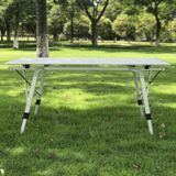  Bàn nhôm xếp gọn chân rút màu Bạc điều chỉnh độ cao phù hợp với địa hình, bàn dã ngoại cao cấp 