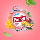 Kẹo Ngậm Pulmoll Tropical Sugar Free 45g + Vitamins (Vị Trái Cây Nhiệt Đới + các loại VitaMins)