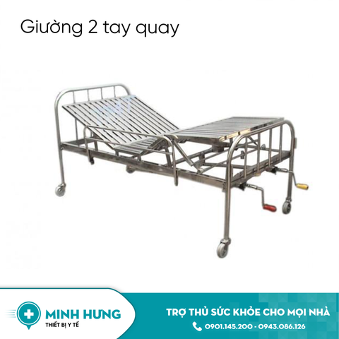 Giường Inox 2 Tay Quay + Bửng + Bánh Xe