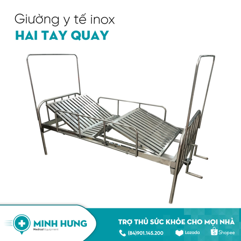 Giường inox 2 tay quay + bửng