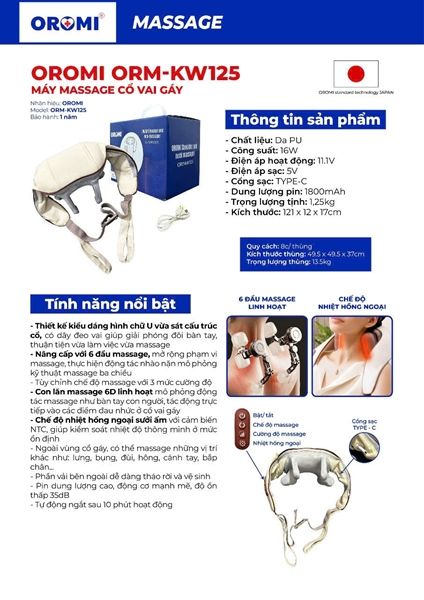 Máy Massage Cổ Vai Gáy Oromi-KW125