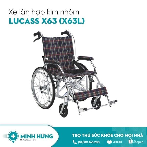 Xe lăn Hợp kim nhôm siêu nhẹ Lucass X63 (X63L)