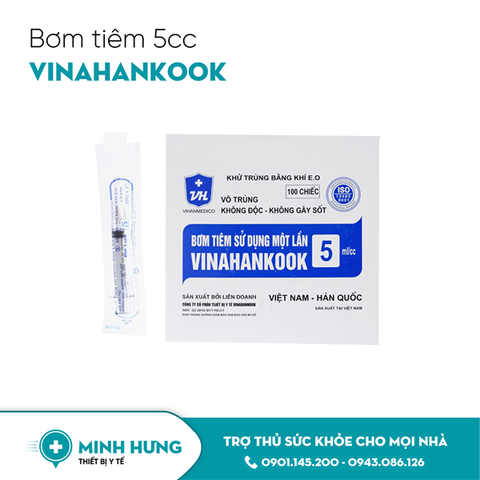 Bơm Tiêm Vinahankook 5CC(Bơm tiêm sử dụng một lần 5ml/cc 25G x 1' Vina)