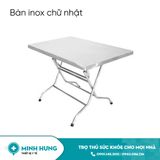 Bàn Gấp Chữ Nhật Inox 1m12x700x750