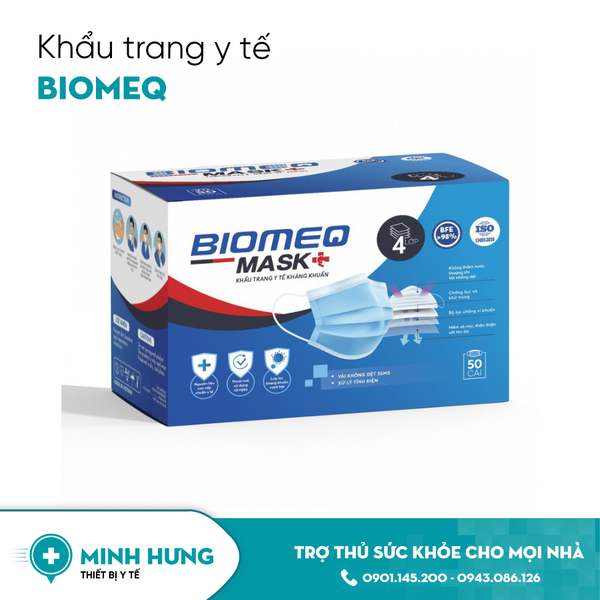 KHẨU TRANG Y TẾ KHÁNG KHUẨN 4 LỚP BIOMEQ MASK+ MÀU TRẮNG (50 CÁI/HỘP)