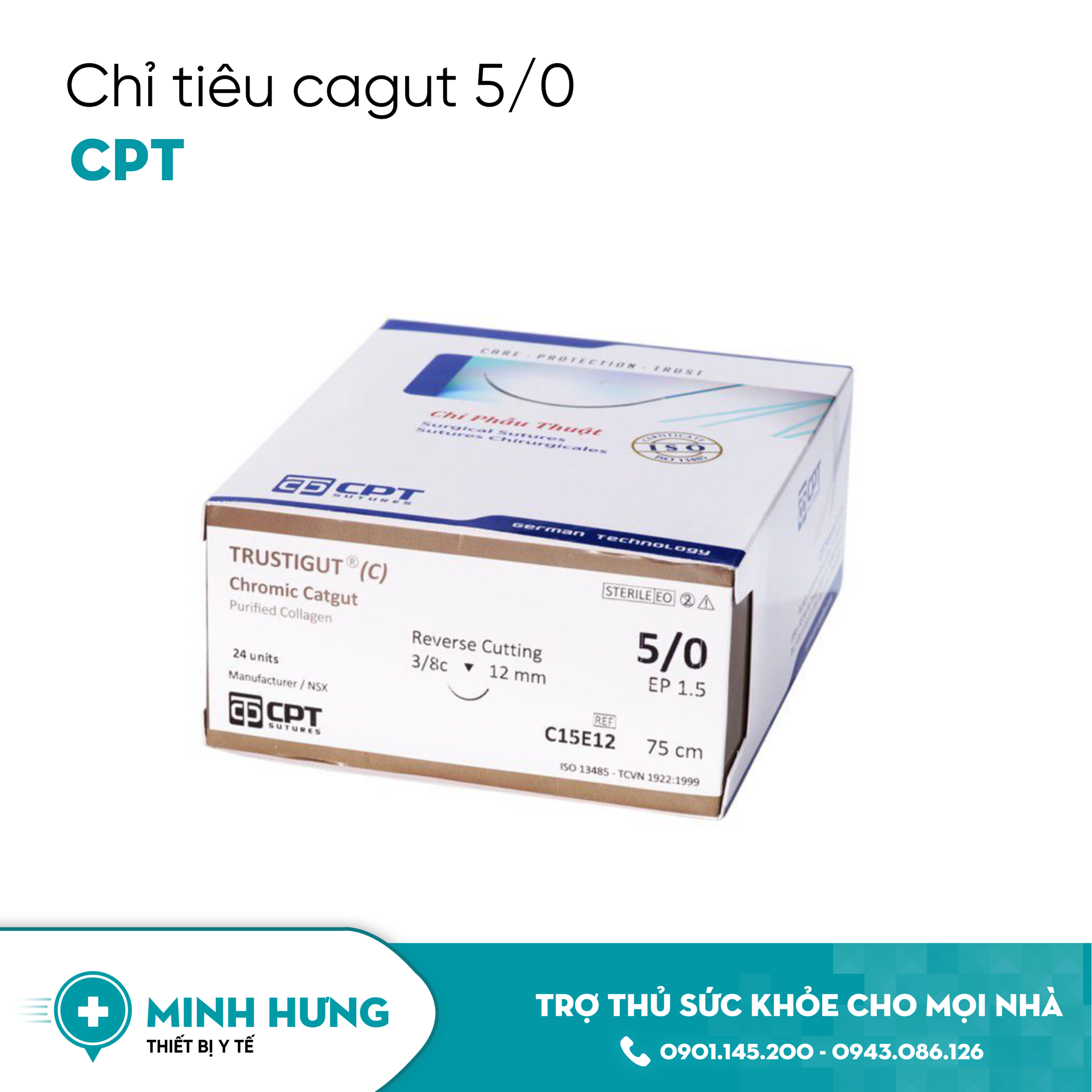 Chỉ Catgut CPT 5/0 Thiết Bị Y Tế Minh Hưng