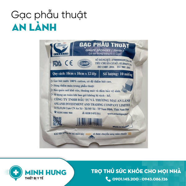Gạc Phẫu Thuật An Lành 10cm x 10cm x 8 lớp VT