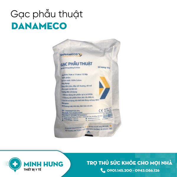 Gạc Phẫu Thuật Danameco 7.5cm x 7.5cm x 8 lớp