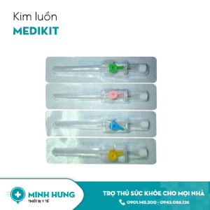 Kim luồn tĩnh mạch Medikit, size 18, có cánh và cổng ống tiêm thuốc (Cái)