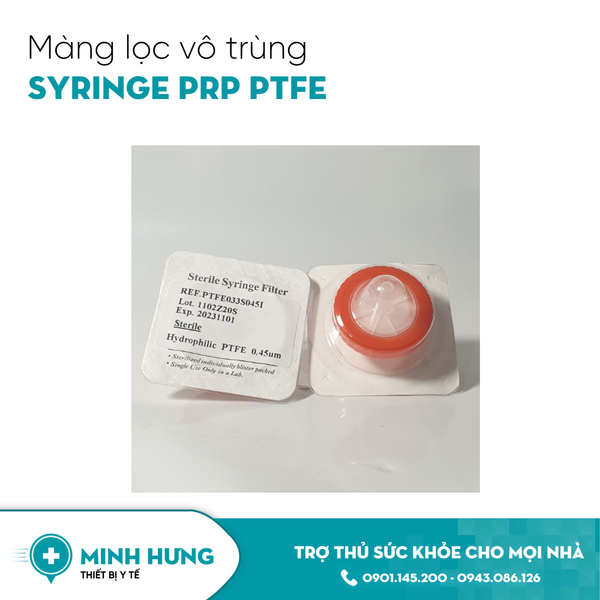 Màng Lọc Syringe PRP PTFE 0.45 Vô Trùng