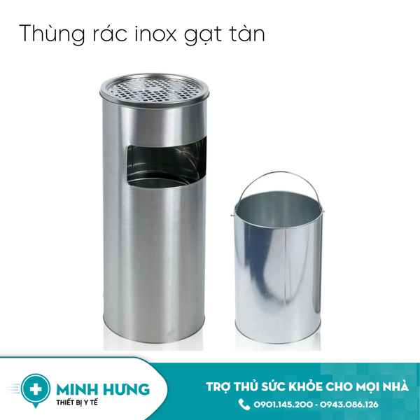 Thùng Rác Inox Gạt Tàn 250x610mm