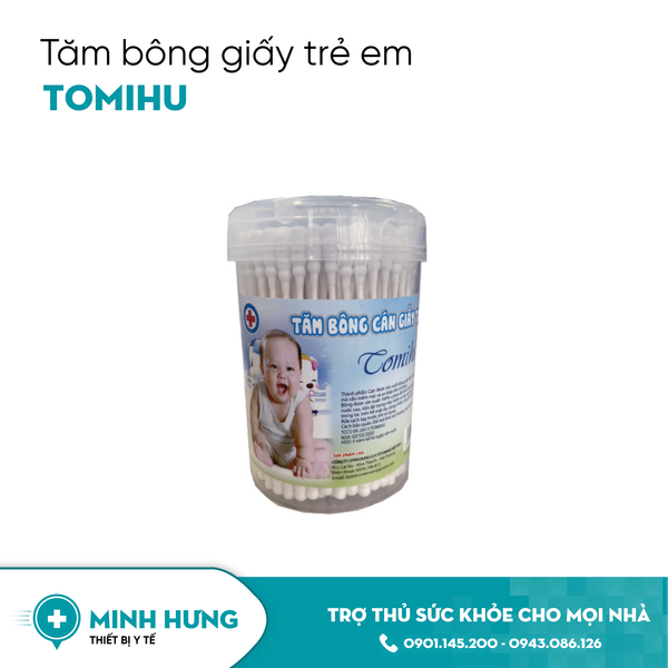 Tăm Bông Cán Giấy Trẻ Em Hộp Nhựa