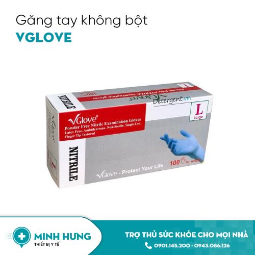 (Găng tay y tế Nitrile Xanh không bột Vglove 4.0g size M