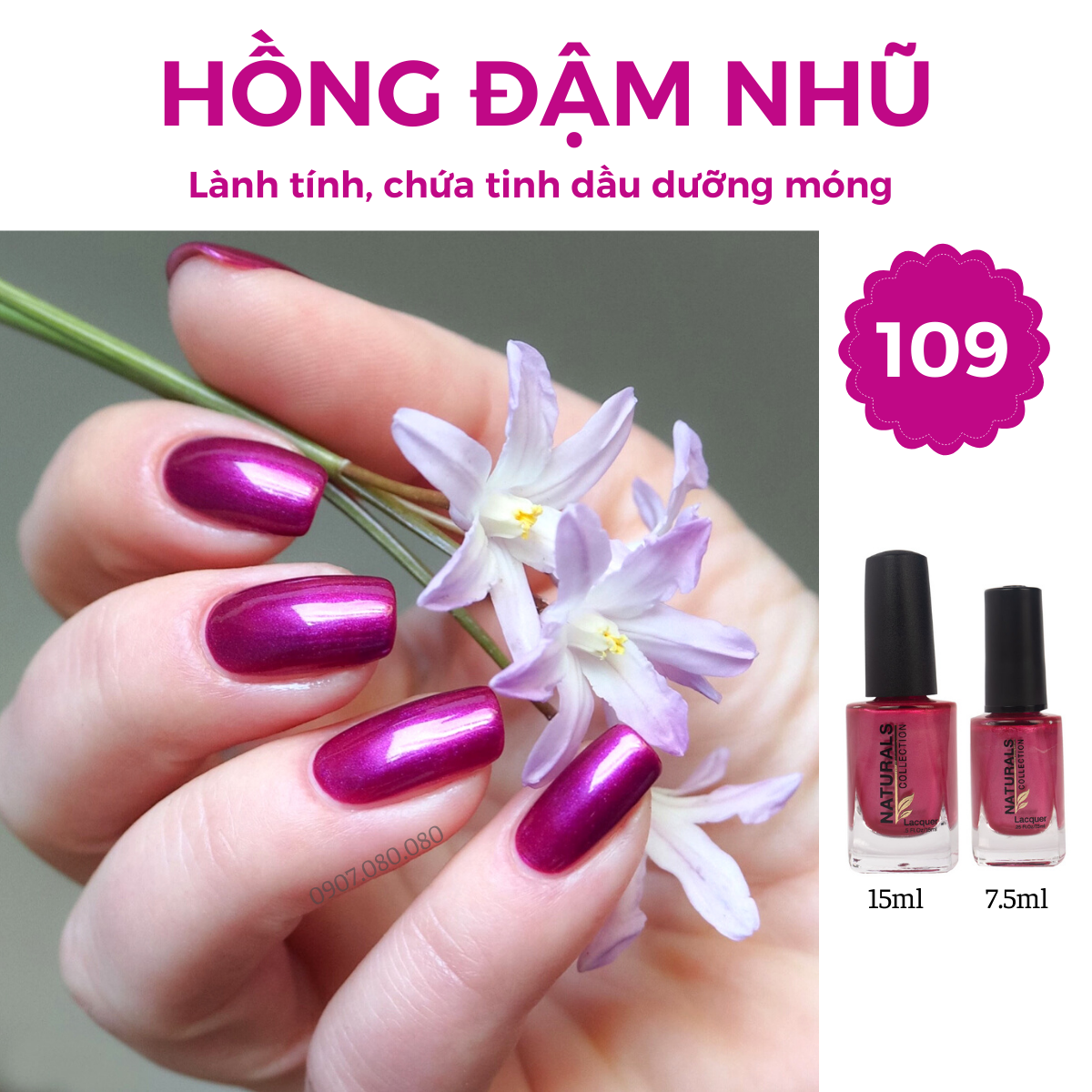 109 – Sơn móng tay màu hồng nhũ đậm – Sơn Hữu Cơ