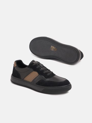 Đen##Giày thể thao nam Mulgati Leather Sneaker HX37A