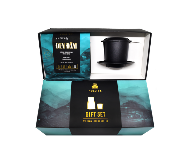 Hộp quà Cà phê Đen Đậm 250 Gr & Phin cà phê (Den Dam Coffee & Coffee filter Gift box)