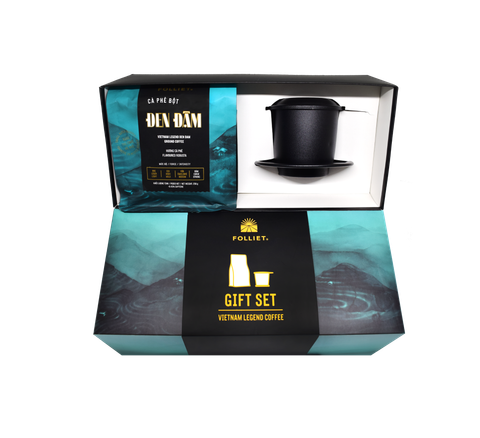 Hộp quà Cà phê Đen Đậm 250 Gr & Phin cà phê (Den Dam Coffee & Coffee filter Gift box)