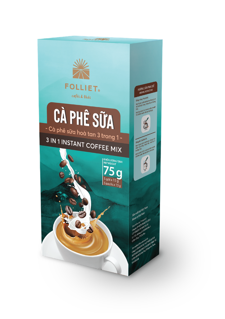 Cà phê sữa hòa tan 3in1 (Instant Coffee 3 in 1) - Hộp 5 Tubes