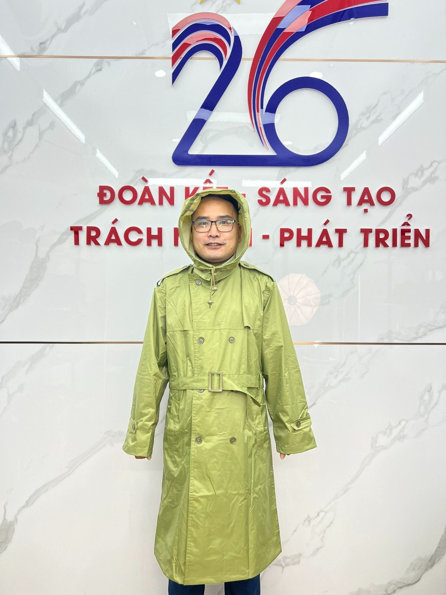  Áo mưa măng tô màu vàng oliu Công ty 26- áo mưa chất liệu bền chóng nước chống rét 3 size bộ 3 món 