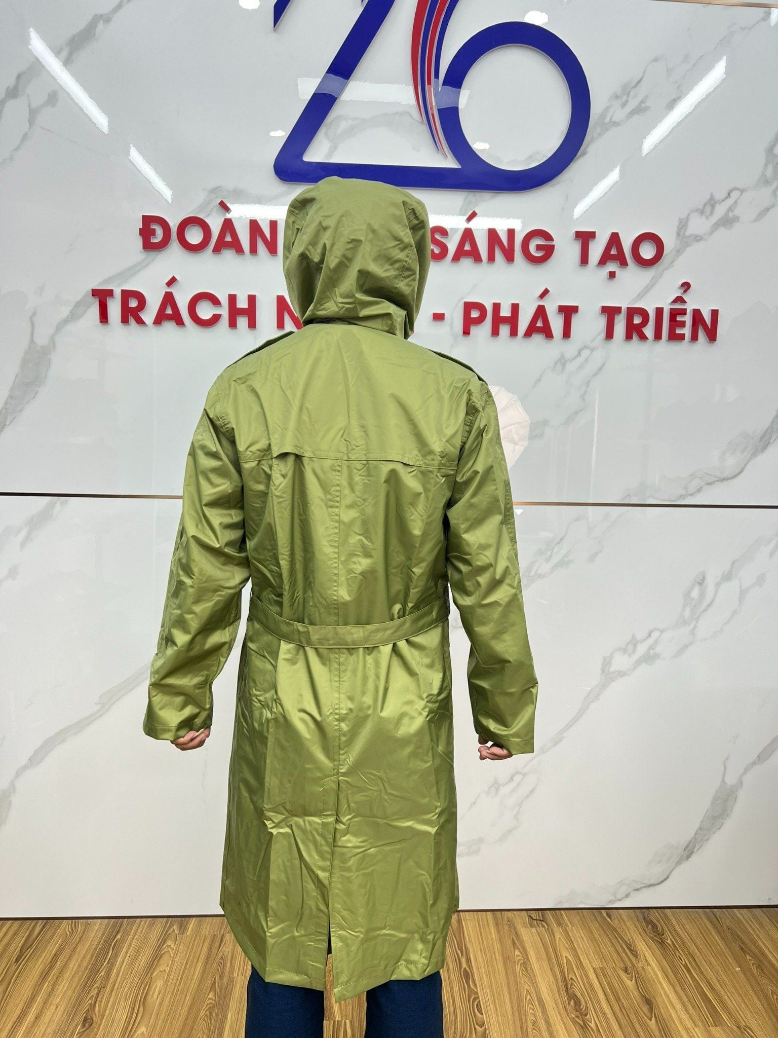  Áo mưa măng tô màu vàng oliu Công ty 26- áo mưa chất liệu bền chóng nước chống rét 3 size bộ 3 món 
