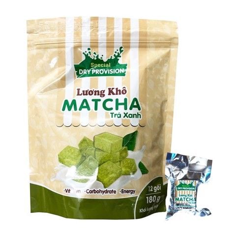  Lương khô quân đội 1 bịch 180g 12 gói nhỏ matcha trà xanh ngừa ung thư, chống lão hóa, tăng sức đề kháng, lợi tiêu hóa 