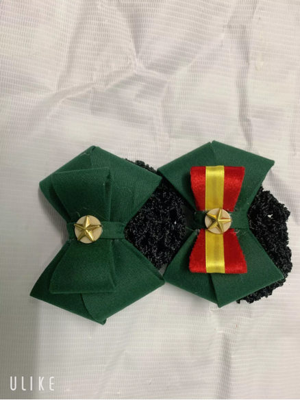  Kẹp (cặp tóc )tóc nơ xanh lính có búi lưới 