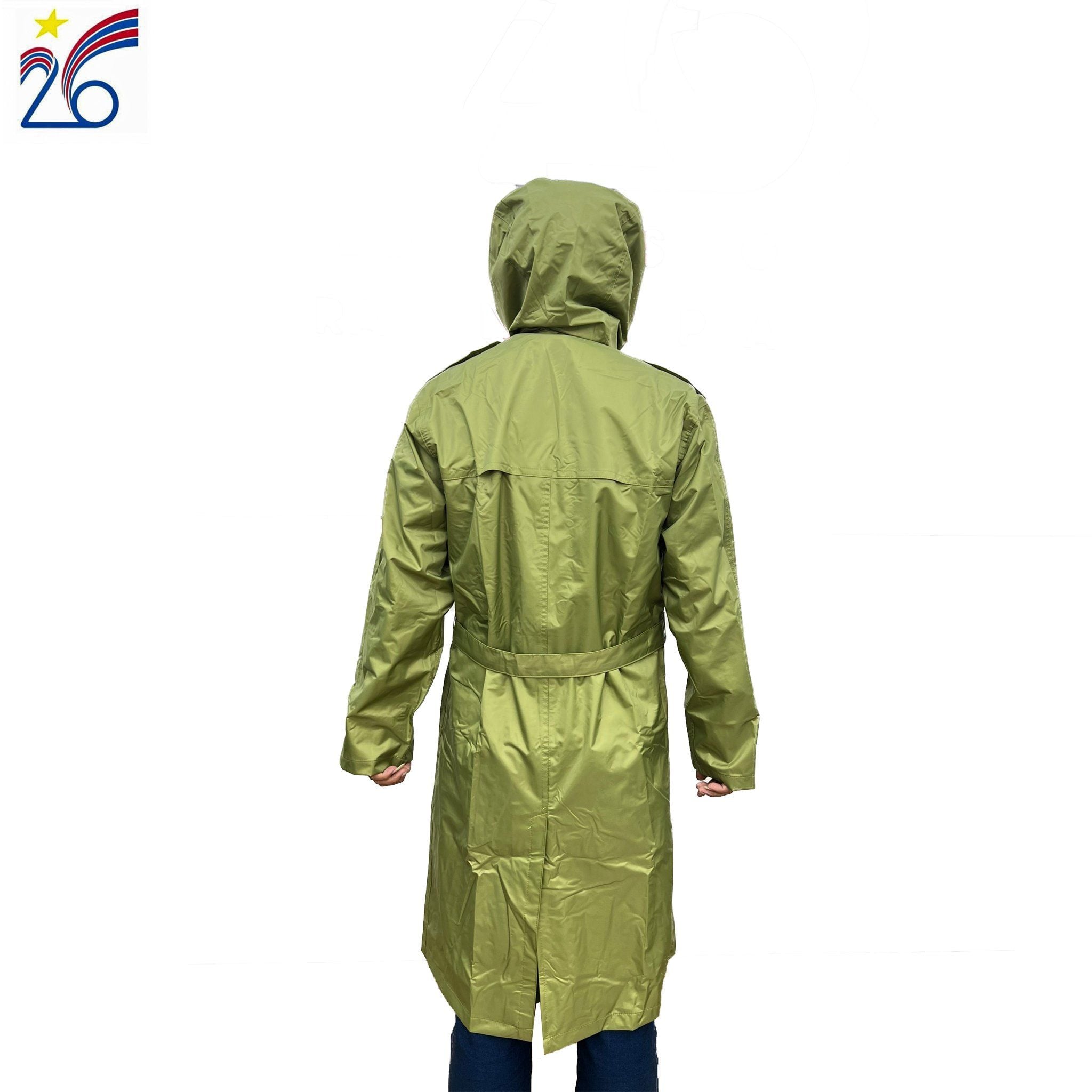  Áo mưa măng tô màu vàng oliu Công ty 26- áo mưa chất liệu bền chóng nước chống rét 3 size bộ 3 món 