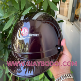  Mũ Bảo Hiểm Công a Nâu 2 Sọc - Không Kínhn 