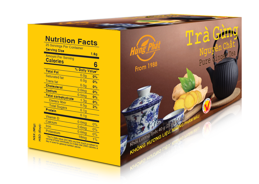 Trà Gừng Nguyên Chất (25 gói x 1,6g) - Pure Ginger Tea