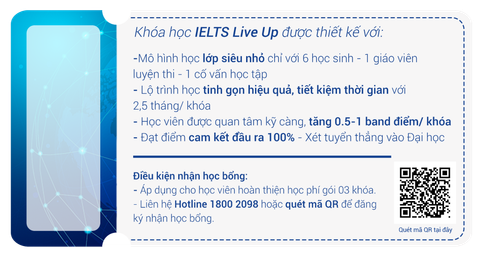  KHÓA HỌC IELTS LIVE UP TRỰC TUYẾN 