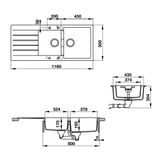 Chậu Rửa Bát Đá Hafele HS19-GED2S80 570.35.370 Có Bàn Chờ