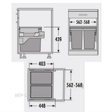 Thùng Rác Đôi Gắn Cánh Tủ 600mm Hafele 502.73.902