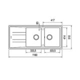 Chậu rửa bát đá 2 hố Teka STONE 80 B-TG 2B 1D Grey
