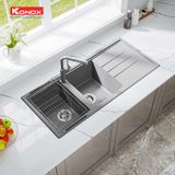 Chậu rửa bát đá 2 hố Konox Phoenix 1160 Grey