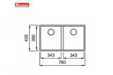 Chậu rửa bát đá Konox 2 hố cân Veloci 760D Grey