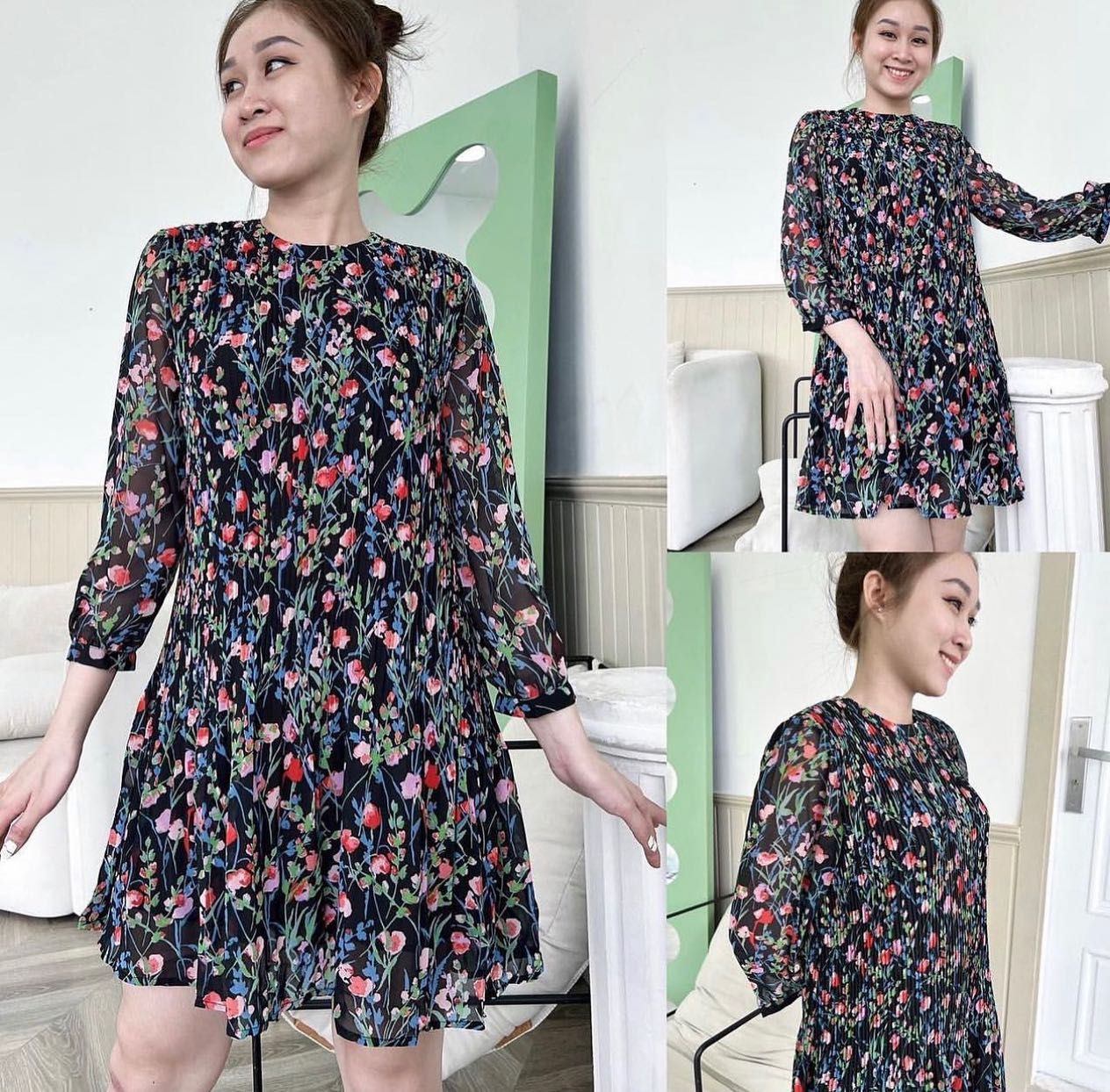 Váy ZARA Midi họa tiết thổ cẩm trẻ trung năng động