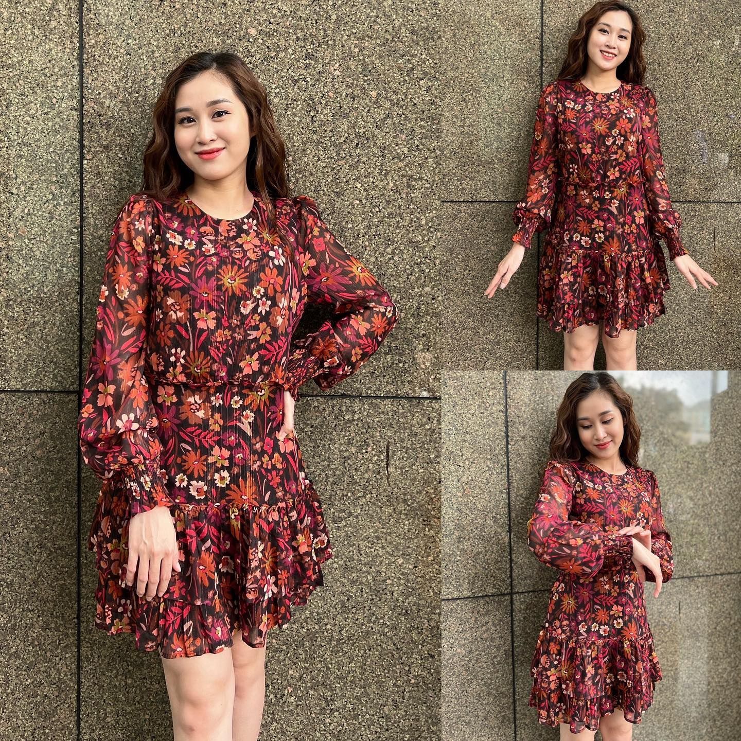 Váy đỏ phối tay voan  Vshirt  Thời trang ngoại cỡ