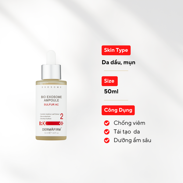  Bio Exosome Ampoule AC Sulfur  - Tinh chất kiểm soát dầu – làm dịu – phục hồi da dầu mụn 