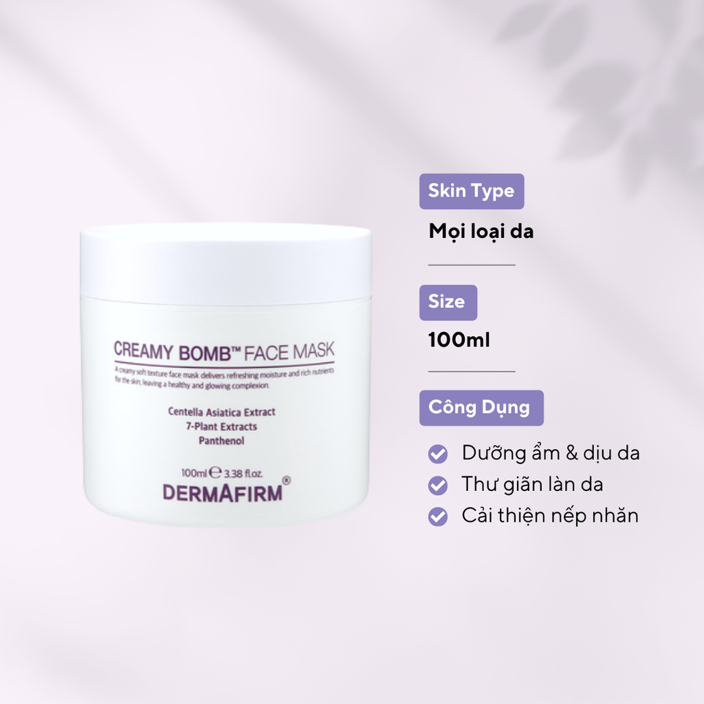  Creamy Bomb Face Mask - Mặt nạ kem phục hồi và làm dịu da tức thì 