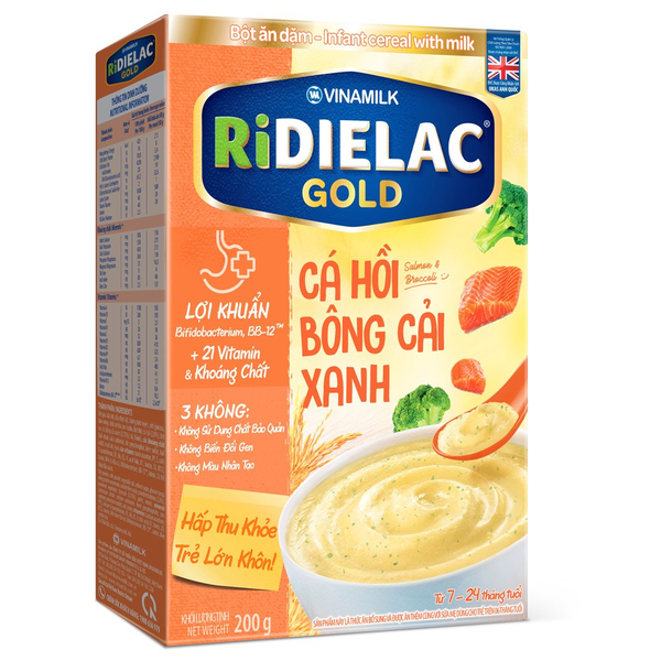  Bột ăn dặm Ridielac Gold cá hồi bông cải xanh 200g 
