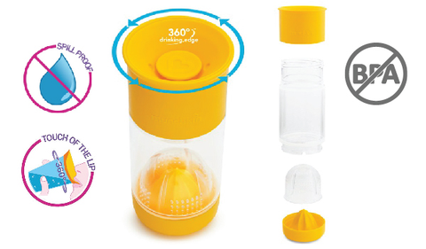  Cốc 360° chống đổ có ngăn ép trái cây Munchkin (414ml) - vàng 