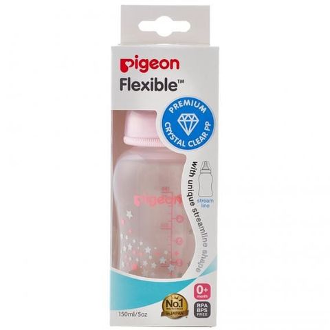 Bình sữa Pigeon Streamline nhựa PP ngôi sao hồng 150ml 