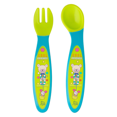  Set muỗng nĩa apuamarine/apple green 